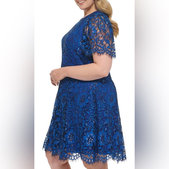 Jessica Howard Women's Lace Midi Dress with Flutter Sleeves & Boat Neck Size 24W - Picture 3 of 9